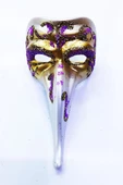 Fuşya Renk İşlemeli Seramik Malzemeden İmal Venedik Uzun Maske Magnet - 1