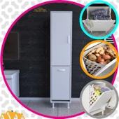 MODİLAYN ECRİN 40x138 cm Çamaşır Ve Erzak Bölmeli Çok Amaçlı Dolap thumbnail 1