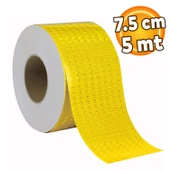 Reflektörlü Araç Oto Dış Aksesuar Bant Sarı Reflektif Fosforlu Şerit Bant 7.5 cm 5 Mt İkaz Bandı - 1