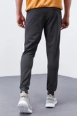 TOMMY Life Antrasit Melanj Fermuar Cepli Dar Kalıp Jogger Erkek Eşofman Alt - 84343 - 3