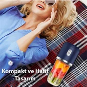 Polham 400ML Smoothie Taşınabilir Şarjlı Çok Fonksiyonlu El Blendere, Kişisel Detoks Hazırlama Mikseri thumbnail 2