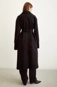 Kuşaklı Şal Yaka Kaban Siyah - 6