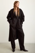 Kuşaklı Şal Yaka Kaban Siyah - 3