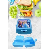 Piev 2 Bölmeli Kilitli Çatal Kaşıklı Frozen Beslenme Kabı Mavi - 1