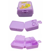 Piev 2 Bölmeli Kilitli Çatal Kaşıklı Tweety Beslenme Kabı Lila - 2