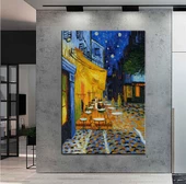 Dekoratif Van Gogh Cafe Teras Gece Tablo Tuval Üzerine Reprodüksiyon Kanvas Tablo - 1