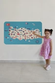 Eğitici ve Öğretici Cocuk Odası Türkiye Haritası Duvar Sticker-60x105-3874 - 4
