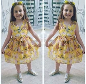 MODAVALS ÇİÇEKLİ BELİ LASTİKLİ ŞİFON KIZ ÇOCUK ELBİSE - 4