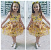 MODAVALS ÇİÇEKLİ BELİ LASTİKLİ ŞİFON KIZ ÇOCUK ELBİSE - 5