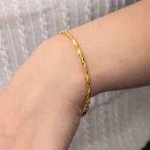 Lucky Life Gümüşş Gold Burgu Kadın Bilezik - 5