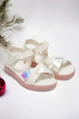 Çapraz Pudra Pembe Eflatun Kız Çocuk Sandalet - 1