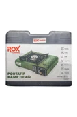 Rox Camping 0188 Tekli Portatif Kamp Ocak - Haki Yeşil, Rüzgarlıklı, Ekstra Gaz Girişli - 4