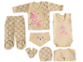 %100 Organik Pamuk Bebek Takımı Hastane Çıkışı Yenidoğan Set 8 Parça - 1