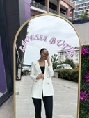 GOLD DÜĞMELİ ASTARLI BLAZER CEKET-BEYAZ RENK - 1