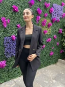 GOLD DÜĞMELİ ASTARLI BLAZER CEKET-SİYAH RENK - 4