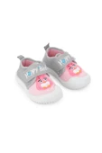 Gezer Yazlık Kız Çocuk Keten Happy Bird Cırt Cırtlı Ayarlanabilir Ayakkabı Gri Pembe - 3
