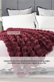 Evlen Home Collection Kürk Yorgan Çift Kişilik Dolgulu Peluş Yumuşak Wellsoft Çift Taraflı Yatak Örtüsü 3 Parça Set Loria - 11
