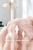 Evlen Home Collection Kürk Yorgan Çift Kişilik Dolgulu Peluş Yumuşak Wellsoft Çift Taraflı Yatak Örtüsü 3 Parça Set Loria - 3