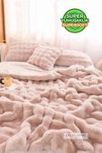 Evlen Home Collection Kürk Yorgan Çift Kişilik Dolgulu Peluş Yumuşak Wellsoft Çift Taraflı Yatak Örtüsü 3 Parça Set Loria - 1