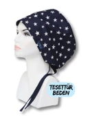 Tesettür Beden Lacivert Büyük Yıldızlar Cerrahi Bone Doktor Hemşire Sağlıkçı Hastane Bonesi - 1