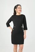 Kadın Düğme Detaylı Elbise 5202-24 - 2