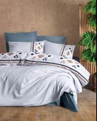 Cotton Box Puff Nakışlı Ranforce Çift Kişilik Nevresim Takımı Stesso Mavi - 1