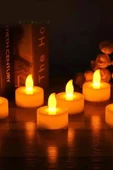 24 Adet Sarı Işıklı Led Mum El Mumu Tealight Piller Dahil Kullanıma Hazır - 5