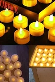 24 Adet Sarı Işıklı Led Mum El Mumu Tealight Piller Dahil Kullanıma Hazır - 3
