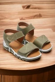 Haki Bantlı Unisex Çocuk Sandalet - 1