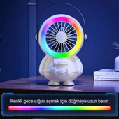 Polham 1500mAh Şarjlı RGB Işıklı Taşınabilir Süper Hızlı Serinletici Vantilatör, Masaüstü El Fanı - 4