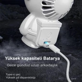 Polham 1500mAh Şarjlı RGB Işıklı Taşınabilir Süper Hızlı Serinletici Vantilatör, Masaüstü El Fanı - 6