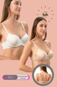Shopidik  Beyaz Ten Günlük Dolgulu 2 Li Mikro Sütyen - 1