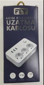 Fly 3406-01 3lü Anahtarlı 2.1A 3Usb Şarj Çıkışı 2mt Anahtarlı  Akım Korumalı Priz Çocuk Koruması thumbnail 1