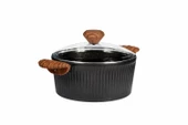 Febern Premium Bio Granit Alüminyum Döküm Nisch Tencere Seti (Siyah-Koyu Ahşap Kulp) - 7