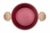 Febern Premium Bio Granit Alüminyum Döküm Nisch Tencere Seti (Metalik Kırmızı-Açık Ahşap Kulp) - 10