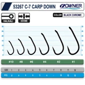 Owner 53267 C-7 Carp Down Black Chrome Sazan İğnesi - 2