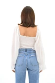 Kadın Şifon Crop Bluz 1734-24 - 10