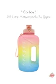 Fitmart Carboy - 2.2 Litre Motivasyonlu Su Şişesi- pembe-sarı-mavi - 1