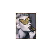 Sarı Kelebek ve Kadın - Cam Baskı Tablo thumbnail 1