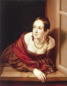 Penceredeki Kadın - Kanvas Tablo thumbnail 1