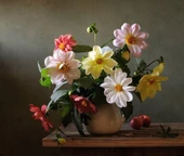 Masada Çiçekler ve Elmalar - Kanvas Tablo thumbnail 1