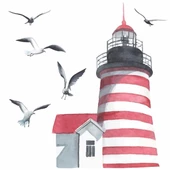 Deniz Feneri ve Martılar - Kanvas Tablo - 2