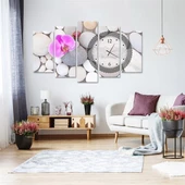 Saklı Orkide Saatli 5 Parçalı Kanvas Tablo thumbnail 2