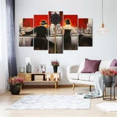 Barda Martini Saatli 5 Parçalı Kanvas Tablo thumbnail 2
