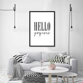 Hello White Çerçeveli Poster - 2