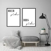 Her His Her Side Çerçeveli Poster Seti - 2