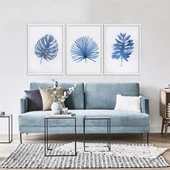 Blue Leaf Çerçeveli Poster Seti - 1