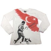 uzun kol beyaz atatürk kocatepe tişört unisex pamuklu ürün - 1