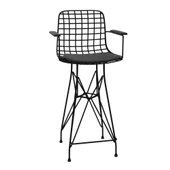 Knsz orta boy tel bar sandalyesi 1 li mağrur syhsyh kolçaklı 65 cm oturma yüksekliği mutfak bahçe cafe ofis thumbnail 3