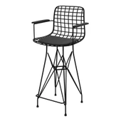 Knsz orta boy tel bar sandalyesi 1 li mağrur syhsyh kolçaklı 65 cm oturma yüksekliği mutfak bahçe cafe ofis thumbnail 2